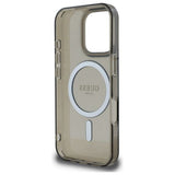 Husa pentru iPhone 16 Pro, Guess IML Glitter Circle MagSafe (GUHMP16LHFGEREK), negru
