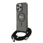 Husa pentru iPhone 16 Pro, Guess IML Crossbody Cord Script MagSafe (GUHMP16LHCTSGNSK), negru