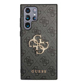 Husa pentru Samsung Galaxy S24 Ultra, Guess Leather 4G Metal Logo (GUHCS24L4GMGGR), negru