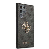 Husa pentru Samsung Galaxy S24 Ultra, Guess Leather 4G Metal Logo (GUHCS24L4GMGGR), negru