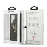 Husa pentru Samsung Galaxy S24 Ultra, Guess Leather 4G Metal Logo (GUHCS24L4GMGGR), negru