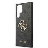 Husa pentru Samsung Galaxy S24 Ultra, Guess Leather 4G Metal Logo (GUHCS24L4GMGGR), negru