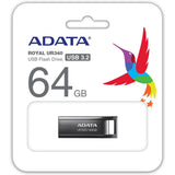 Adata Memory Stick (Aroy-UR340-64GBK), USB 3.2 Flashdrive, 64GB, 100MB/s, Metallic Negru