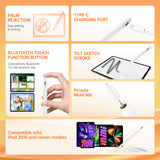 Stylus pen Techsuit (AC10-CP), pentru iPad, Bluetooth, Type-C, Respingere palma, Tilt Pressure Sense, 130mAh, 5V, 0.2A, alb