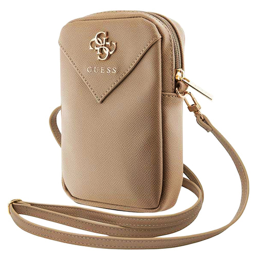 Guess Universal Phone Pouch Zip Triangle 4G (Guwbzpgstegd), Universal, reglabil Strap, Zip Closure, Light Auriu