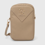 Guess Universal Phone Pouch Zip Triangle 4G (Guwbzpgstegd), Universal, reglabil Strap, Zip Closure, Light Auriu