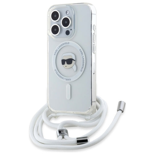Husa pentru iPhone 16 Pro, Karl Lagerfeld IML Crossbody MagSafe (KLHMP16LHCKHNT), transparenta