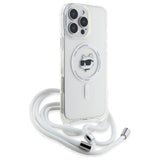 Husa pentru iPhone 16, Karl Lagerfeld IML Crossbody MagSafe (KLHMP16SHCCHNT), transparenta