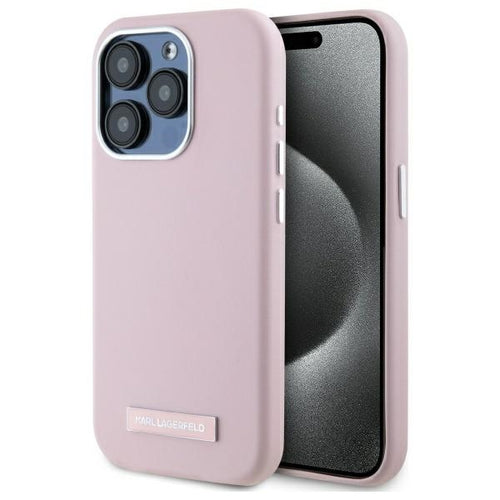 Husa pentru iPhone 15 Pro Max, Karl Lagerfeld Leather MagSafe (KLHMP15XPGMSRPP), roz