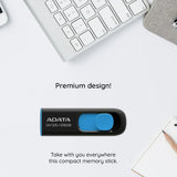 Adata Memory Stick (AUV128-64G-RBE), USB 3.2 Flashdrive, 64GB, 90/40MB/s, Black / Albastru