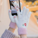 Techsuit Gloves (ST0011), from Mink Fur, Size 21cm, Alb