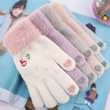 Techsuit Gloves (ST0011), from Mink Fur, Size 21cm, Alb