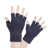 Techsuit Gloves (ST0014), from Alpaca Wool, Half Finger, Size 17cm, Navy Albastru