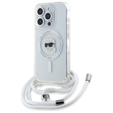 Husa pentru iPhone 16 Pro Max, Karl Lagerfeld IML Crossbody MagSafe (KLHMP16XHCKHNT), transparenta