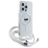 Husa pentru iPhone 16 Pro Max, Karl Lagerfeld IML Crossbody MagSafe (KLHMP16XHCKHNT), transparenta