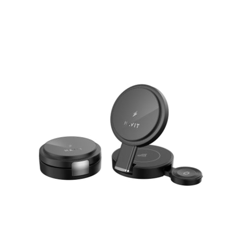 Incarcator wireless 3in1 Havit wireless (W3100), pentru Phone/iWatch/Earbuds, Pliabil, 15W, negru