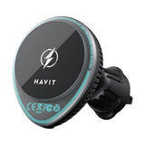 Suport auto Havit cu Wireless Charging (W3036), cu Cooler, pentru Grila ventilatie, 15W, negru