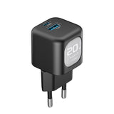 Incarcator retea Havit (UC220 EU), USB, Type-C, GaN, 20W, negru;gri