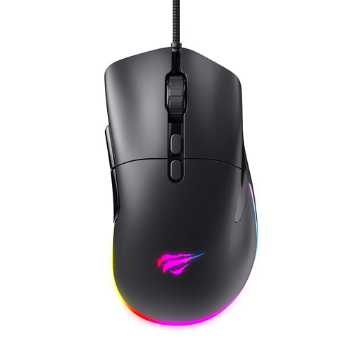 Mouse wireless Havit Wired Gaming Mouse (MS954), 800/1600/2400/3200/6400/12000 DPI, 1.6m, 5V, negru