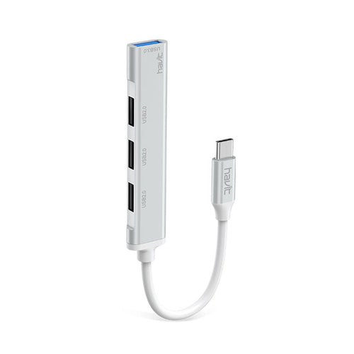 Hub USB Havit Docking station (HB41), USB 3.0, 3x USB 2.0, 11.8cm Cable Length, Aluminium Alloy, argintiu