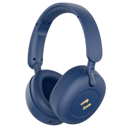 Casti wireless Havit (H655BT Pro), cu Carcasa, Bluetooth 5.3, ANC, Multipoint, Hi-Res, 700mAh, albastru