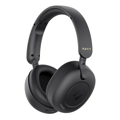 Casti wireless Havit (H655BT), On-ear, Bluetooth 5.3, Hybrid Active Nosie Cancelling, 700mAh, Pliabil, USB-C, negru