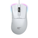Mouse wireless Havit Wired Gaming Mouse (MS966), cu Lumini RGB, 800/1600/3200/6400/8000/12000 DPI, 1.6m, 5V, alb