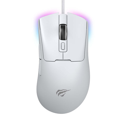 Mouse wireless Havit Wired Gaming Mouse (MS966), cu Lumini RGB, 800/1600/3200/6400/8000/12000 DPI, 1.6m, 5V, alb