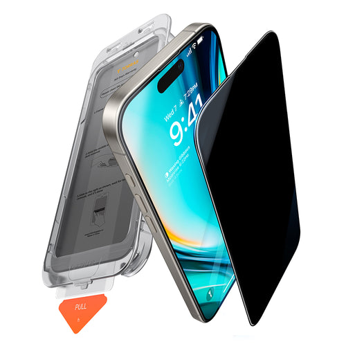 Folie de protectie pentru iPhone 16 Pro Max, Torras GlassGo Install Master Privacy