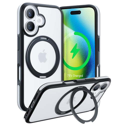 Husa pentru iPhone 16, Torras Ostand R Fusion MagSafe Series, negru