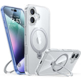 Husa pentru iPhone 16, Torras Ostand Spin MagSafe Series, transparenta