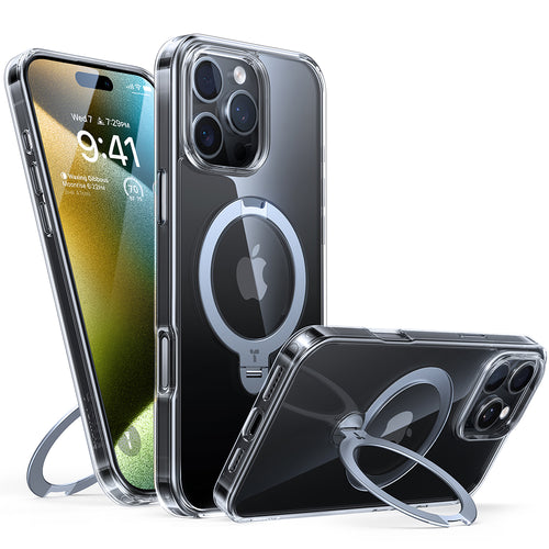 Husa pentru iPhone 16 Pro, Torras Ostand Spin MagSafe Series, transparenta