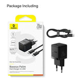Incarcator retea Baseus Palm (P10111602113-01), Type-C Cable Included, Incarcare rapidar, USB-C, PD 20W, 5V/3.0A, 1m, negru