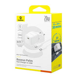 Incarcator retea Baseus Palm (P10111602213-01), Type-C Cable Included, Incarcare rapidar, USB-C, PD 20W, 5V/3.0A, 1m, alb
