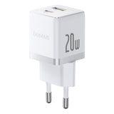 Incarcator retea Baseus Palm Series (CCZC20UE), 2in1 Incarcare rapidar, USB, Type-C, 20W, 5V/3A, alb