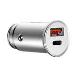 Incarcator auto Baseus Circular Metal (Ccall-BS0S), Type-C, USB, PPS 30W, Multi Protocol, argintiu