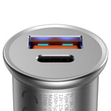 Incarcator auto Baseus Circular Metal (Ccall-BS0S), Type-C, USB, PPS 30W, Multi Protocol, argintiu