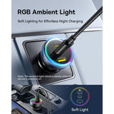 Incarcator auto Baseus (C00036101111-00), 2x USB-C, USB, 152.5W, Incarcare rapida, RGB Ambient Light, USB-C Cable, negru