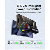 Incarcator auto Baseus (C00036101111-00), 2x USB-C, USB, 152.5W, Incarcare rapida, RGB Ambient Light, USB-C Cable, negru