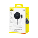 Incarcator wireless Baseus Magnetic Simple Mini4 Air (P10278200111-00), Incarcare rapida, Cable Type-C, Qi2, 15W, negru