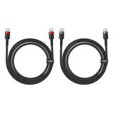 Cablu Baseus (2 pack) Cablu de date Cafule (P10318306003-00), Type-C to Type-C, Incarcare rapida, 100W, 5A, 1m, negru;rosu;gri