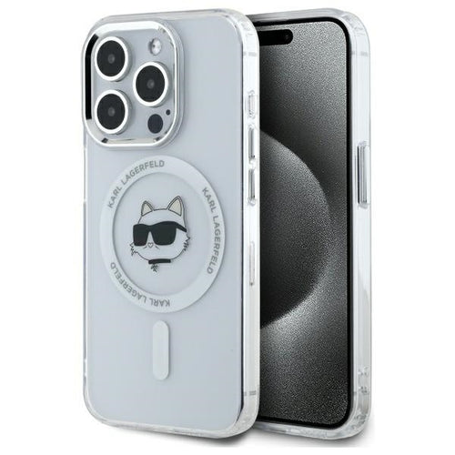 Husa pentru iPhone 14 Pro, Karl Lagerfeld IML MagSafe (KLHMP14LHLSCHH), alb