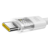Cablu Baseus de date Display 2 (P10382702211-01), Incarcare rapida, Type-C to Type-C, Afisaj digital, 100W, 2m, alb