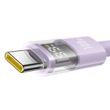 Cablu Baseus de date Display 2 (P10382702511-00), Incarcare rapida, Type-C to Type-C, Afisaj digital, 100W, 1m, mov