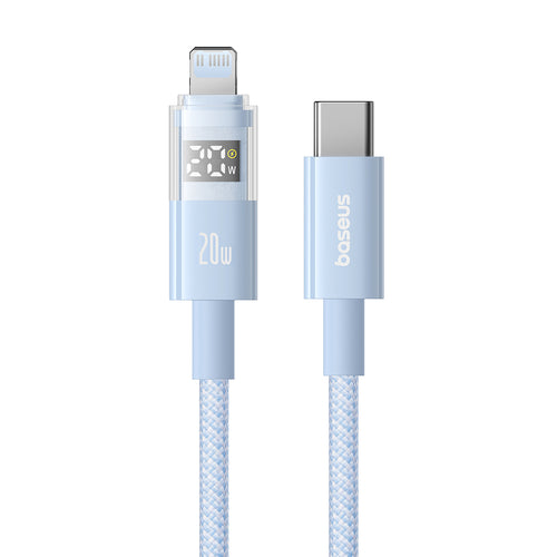 Cablu Baseus de date Display 2 (P10382703311-01), Incarcare rapida, Type-C to Lightning, Afisaj digital, 20W, 2m, bleu