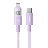 Cablu Baseus de date Display 2 (P10382703511-00), Incarcare rapida, Type-C, Lightning, Afisaj digital, 20W, 1m, mov