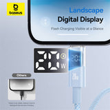 Cablu Baseus de date Display 2 (P10382703311-00), Incarcare rapida, Type-C to Lightning, Afisaj digital, 20W, 1m, bleu