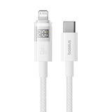 Cablu Baseus de date Display 2 (P10382703211-00), Incarcare rapida, Type-C to Lightning, Afisaj digital, 20W, 1m, alb