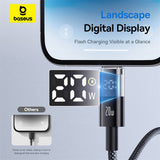 Cablu Baseus de date Display 2 (P10382703121-00), Incarcare rapida, Type-C to Lightning, Afisaj digital, 20W, 1m, negru