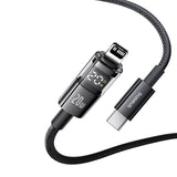 Cablu Baseus de date Display 2 (P10382703121-00), Incarcare rapida, Type-C to Lightning, Afisaj digital, 20W, 1m, negru